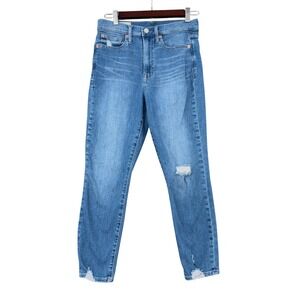 Gap True Skinny Ankle Sky High Distressed Blue Jeans 28 6P Petite Raw Hem